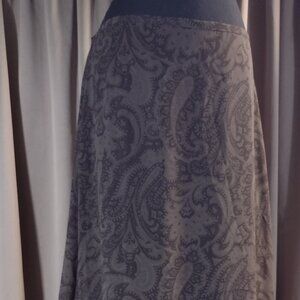 Chocolate Brown Paisley Pattern Maxi Skirt – Size 13/14